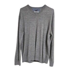 Raffi Crewneck Pullover Knit Sweater 100% Extra Fine Merino Wool Gray Men's Sz L